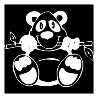 Funny Panda Eating Bamboo Decal (White)